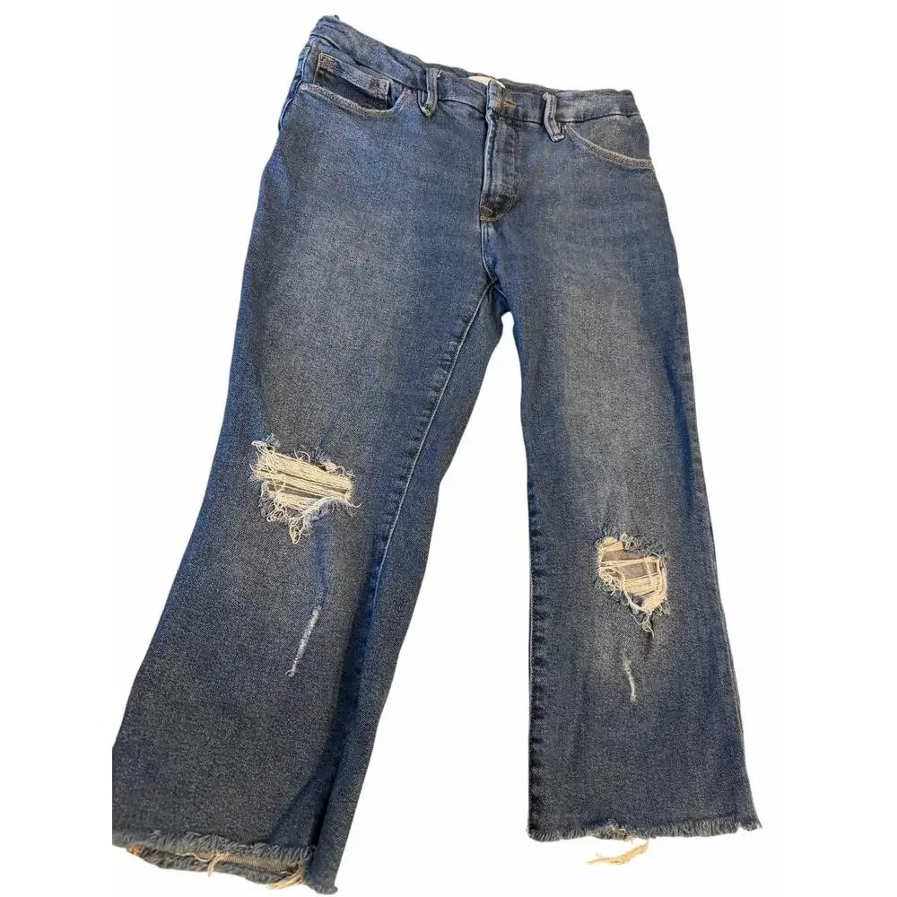 Good American Distressed Cropped Jeans - Picture 3 of 13